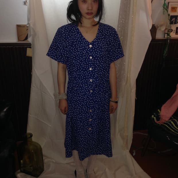 도트 블루 원피스
