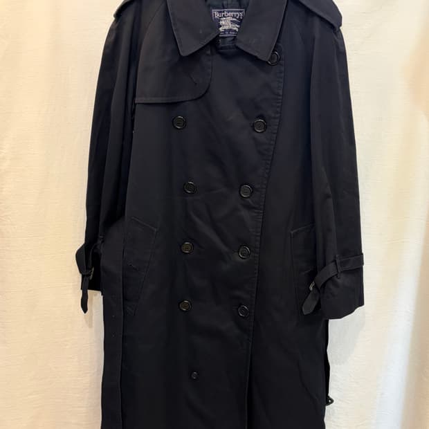 버버리 정품 네이비 더블 트렌치코트 내피있음