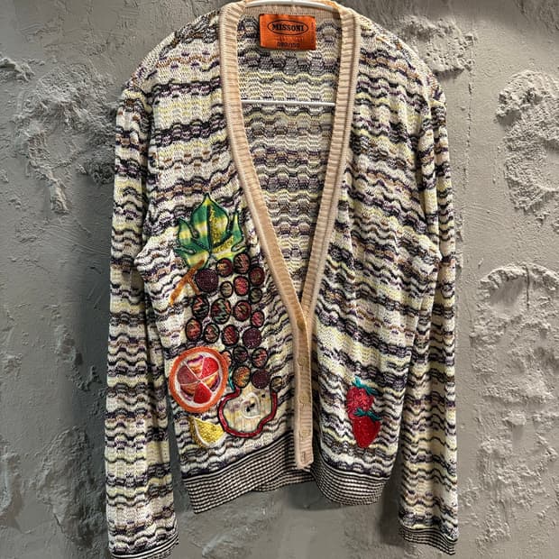 [44] 미소니 MISSONI 과일패치 지그재그 가디건 멀티