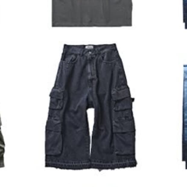 999휴머니티 데님 카고 버뮤다 팬츠 네이비