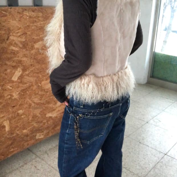 shearling trim vest 