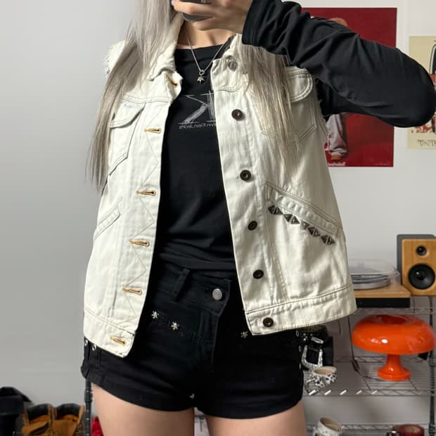 할리데이비슨 코튼 아이보리 베스트