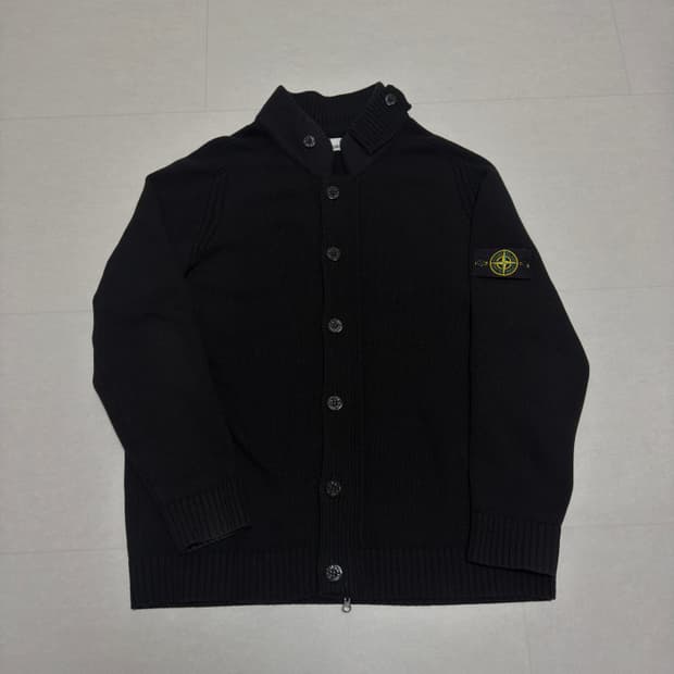 [ 3XL ] 스톤아일랜드 램스 울 버튼 니트집업 블랙