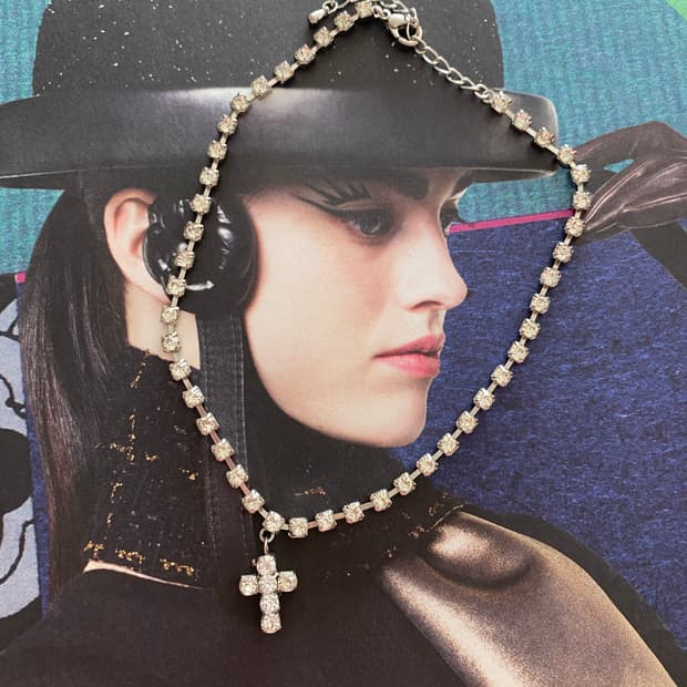 빈티지 십자가 큐빅 목걸이 초커 y2k 주얼리 악세사리