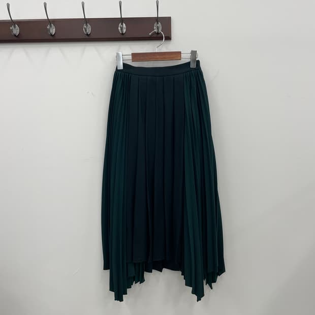 준지 비대칭 언발란스 플리츠 롱 스커트