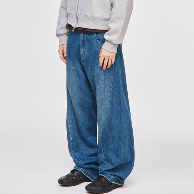 L 새제품) 시그니처 커브드 엔진 데님 팬츠 청바지 인디고블루 31 32