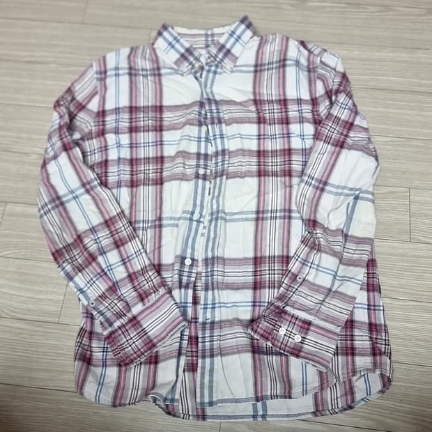 헨리코튼 화이트/핑크 체크 셔츠 남방(95)