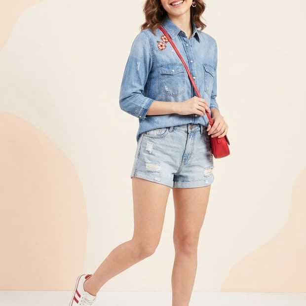 ✨ 자라 ZARA 플라워 자수 여성 데님 셔츠