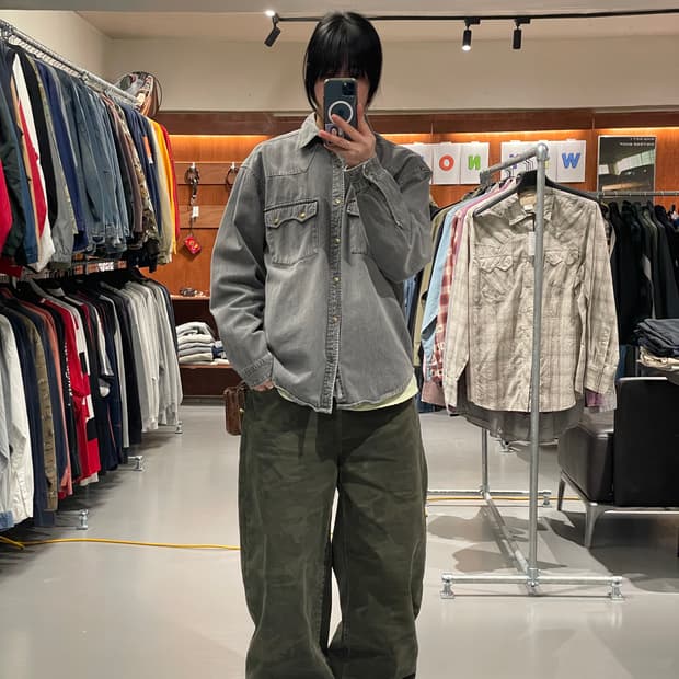 빈티지 흑청 웨스턴 셔츠