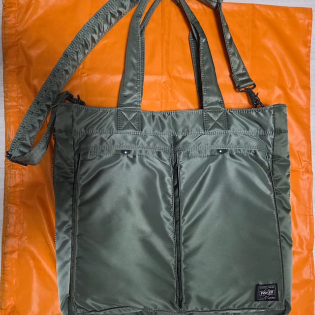 신형 포터 탱커 투웨이 토트백 세이지그린