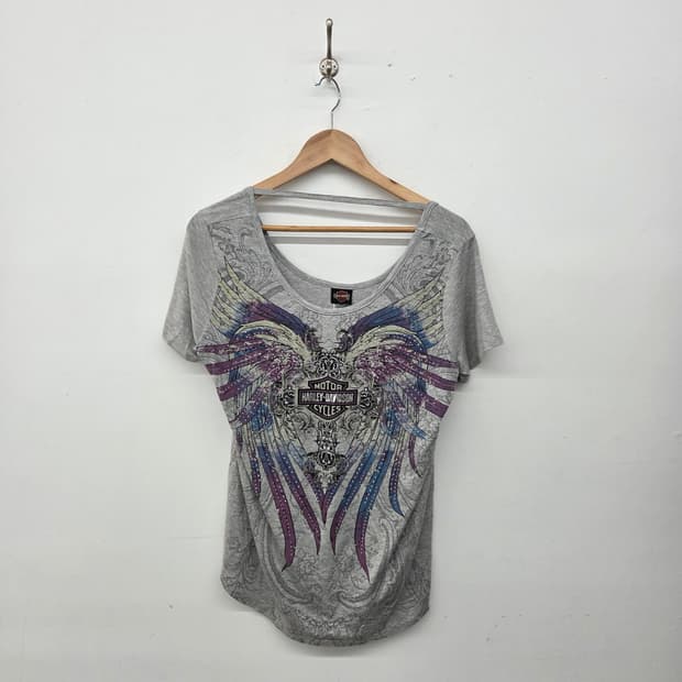 할리데이비슨 여성 반팔 티셔츠 그레이 여성 L