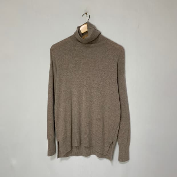 빈티지 캐시미어 100 핑크 베이지 터틀넥 니트 스웨터