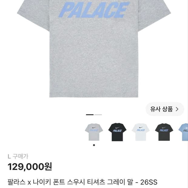 팔라스 x 나이키 폰트 스우시 티셔츠 그레이 말 - 26SS L사이즈