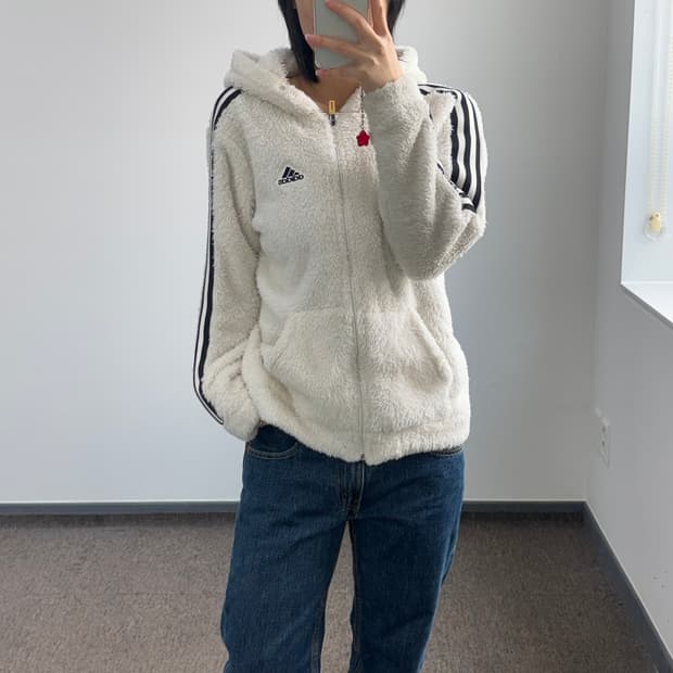Adidas 아디다스 삼각로고 아이보리 후리스 집업