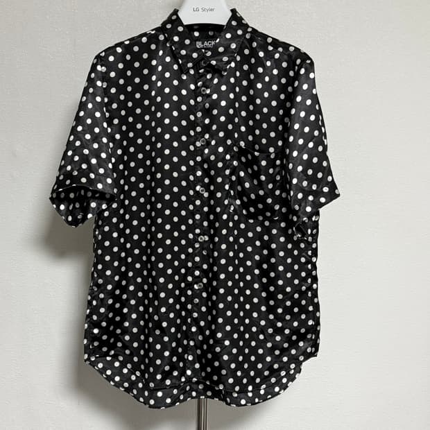 23ss 블랙 꼼데가르송 폴카닷 큐프라 블라우스 m