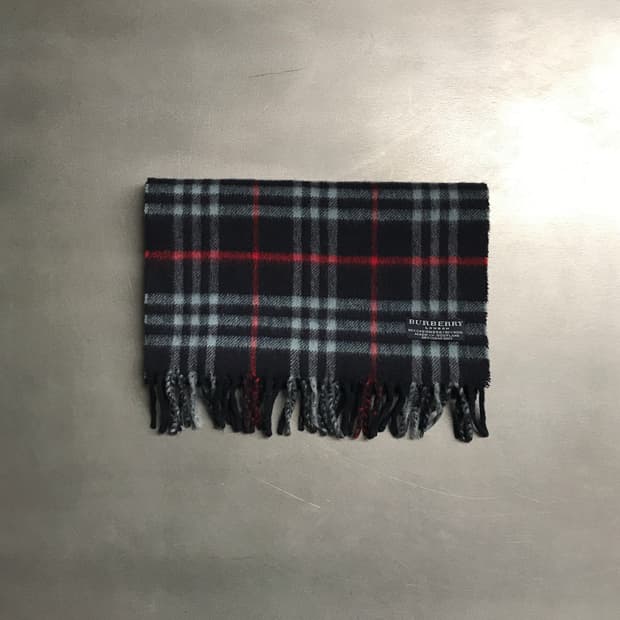 버버리 정품 캐시미어/울 머플러 네이비