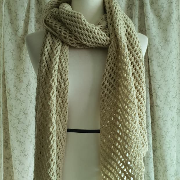 [모리걸소품] 아이보리색 뜨개질 롱 머플러