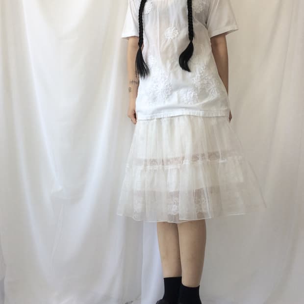 Flower fringe pattern t shirt