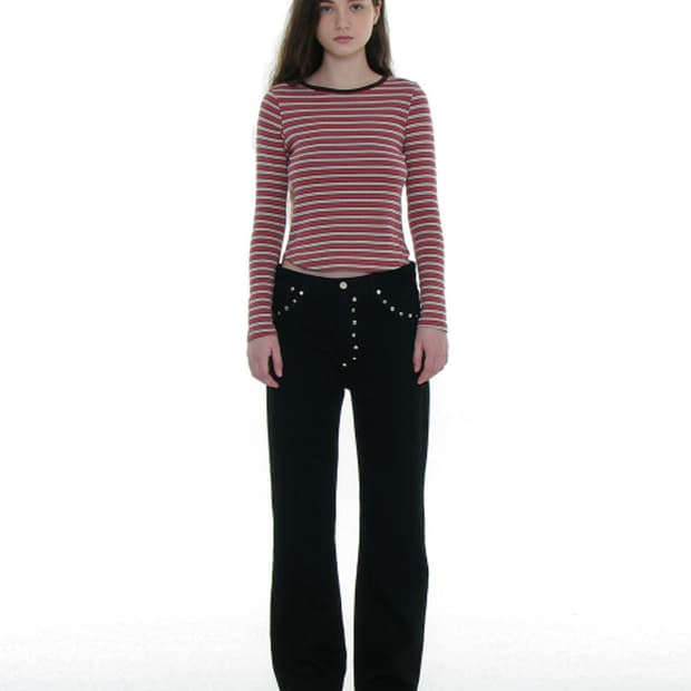 파르티멘토 우먼 포켓 스터디드 포인티드 진 블랙 청바지 M