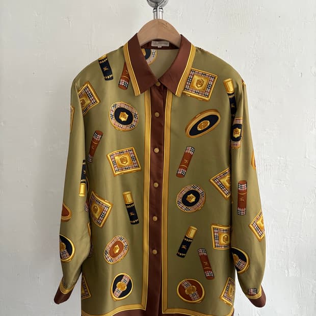 Burberry 버버리 90’s 코스메틱 프린팅 실크 셔츠