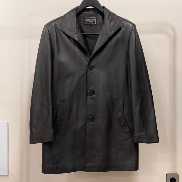 조르지오 아르마니 90s 알파카 레더 코트 자켓