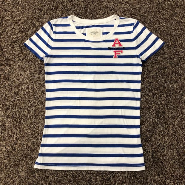 L 아베크롬비 딱붙 스트라이프 반팔 티셔츠