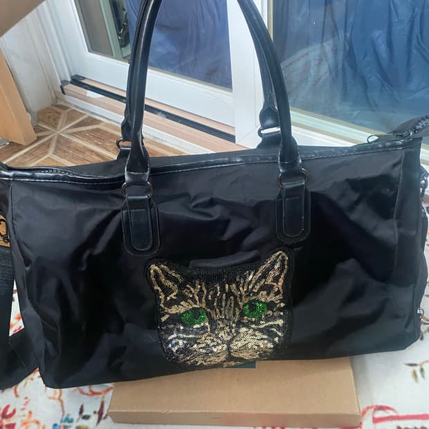 고양이 토트백 검정색