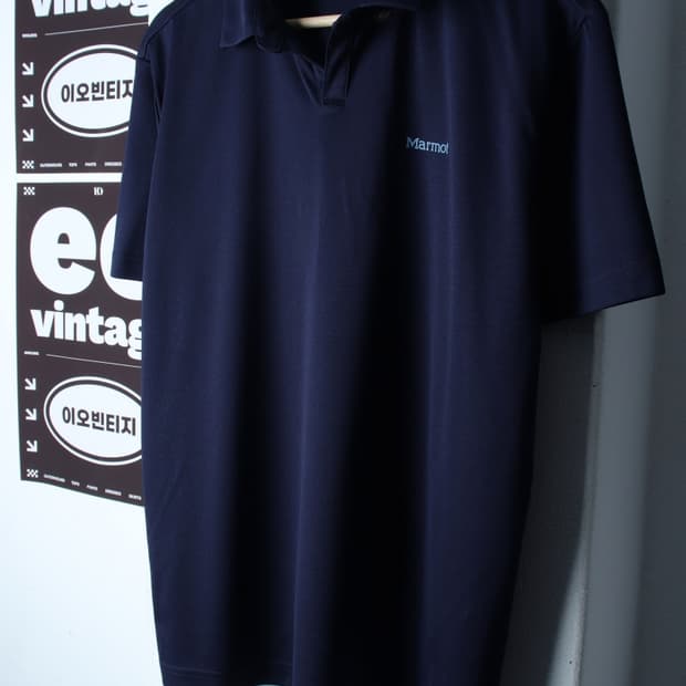 (XL) 마모트 반팔 카라 티셔츠 브이넥 기능성 네이비-H35161