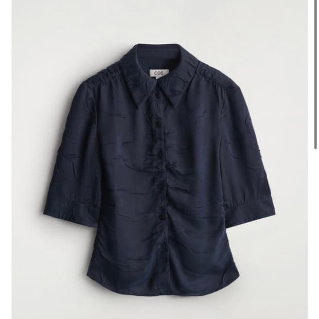 COS 코스 개더드 크링클드 셔츠 네이비 34 
