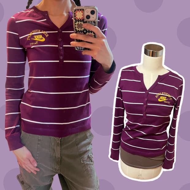 빈티지 나이키 포도맛 딱붙핏 헨리넥 티셔츠