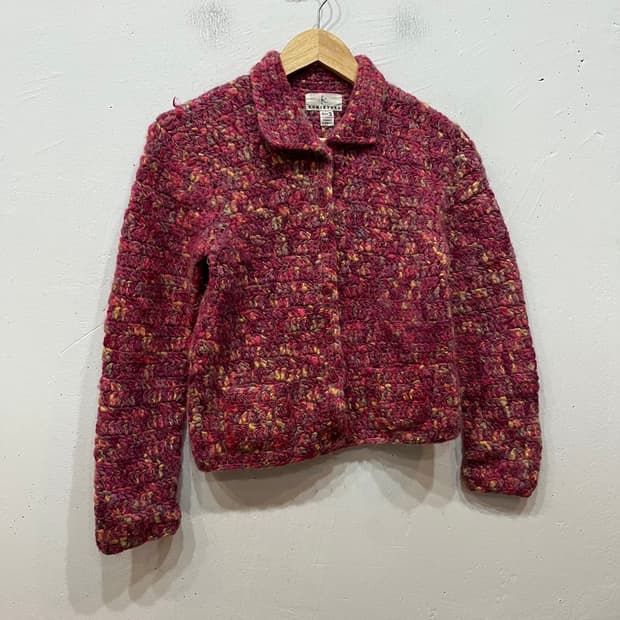 KUMIKYOKU 핸드메이드 퓨어울 비비드 가디건 