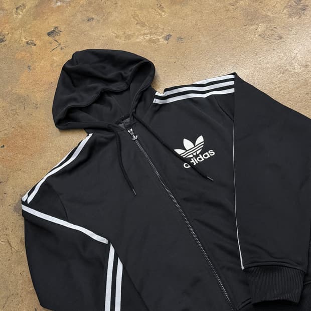아디다스 검흰 블랙 후드집업 후플 져지 100