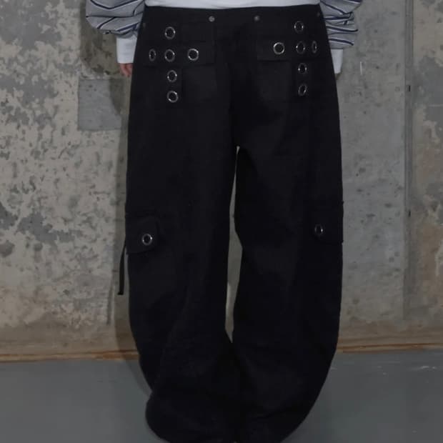 크로스 포켓 카고 팬츠 (BLACK)