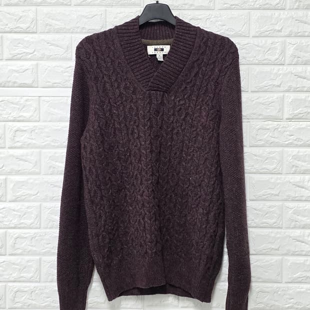 택포_ 조셉 아부드 남성 버건디 숄카라 니트 M