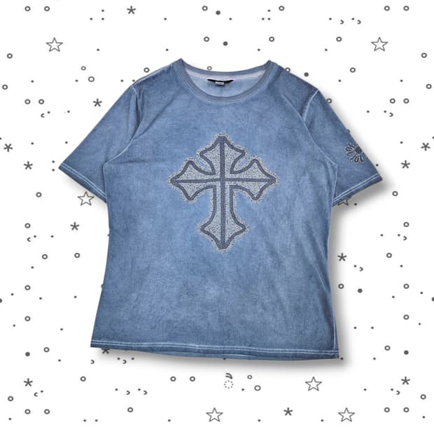 F VTG 빈티지 다잉 크로스 반팔 티셔츠