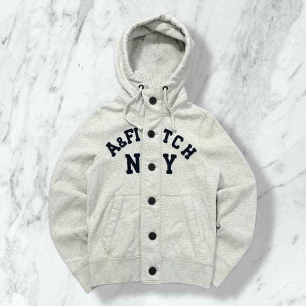 아베크롬비 멜란지그레이 버튼업 후드집업 