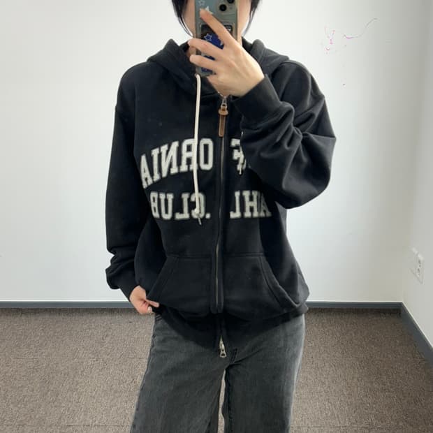 Who A U  후아유 캘리포니아 2-way 블랙 후드집업