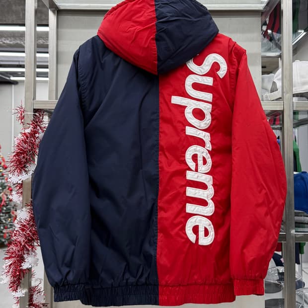 슈프림 투톤 사이드라인 후디 봄버 자켓