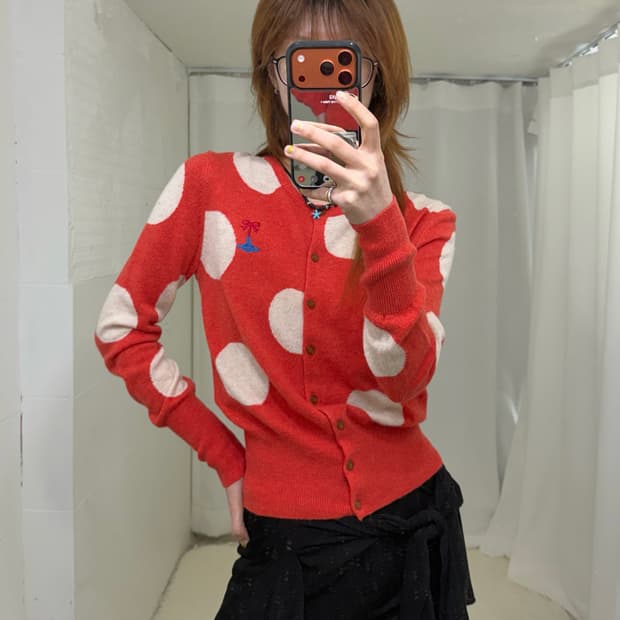 비비안웨스트우드 레드라벨 빅 도트 가디건