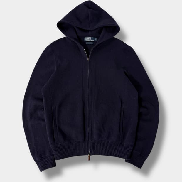 폴로 랄프로렌 00‘s 루즈핏 램스울 네이비 투웨이 니트 후드집업