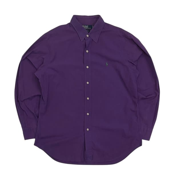 폴로 랄프로렌 퍼플 셔츠 그린 로고