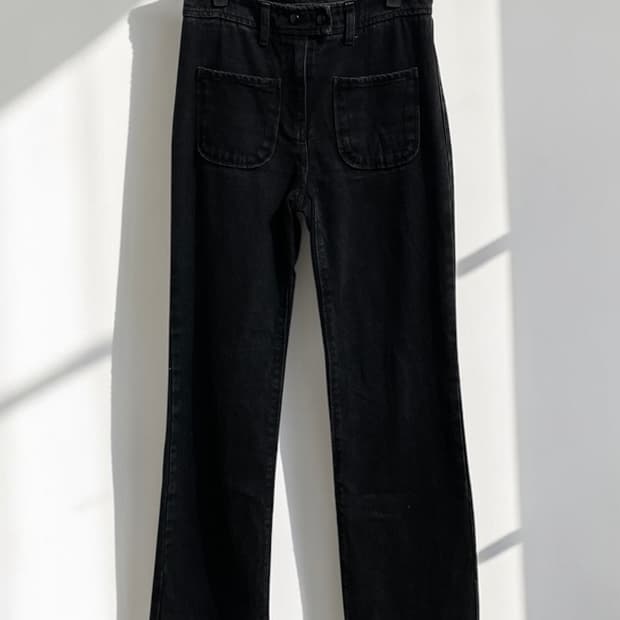 시스템 워싱 코튼 와이드 팬츠