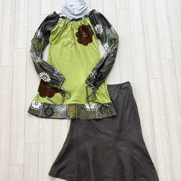 jpn 히피 웨스턴 하구미 스즈코 모리걸 레이어드 코디세트