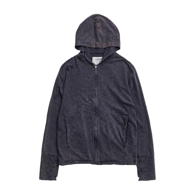 BLEACHED SLUB HOODED ZIP UP