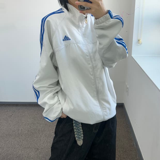 Adidas 아디다스 블루 화이트 트랙탑 화이트 져지