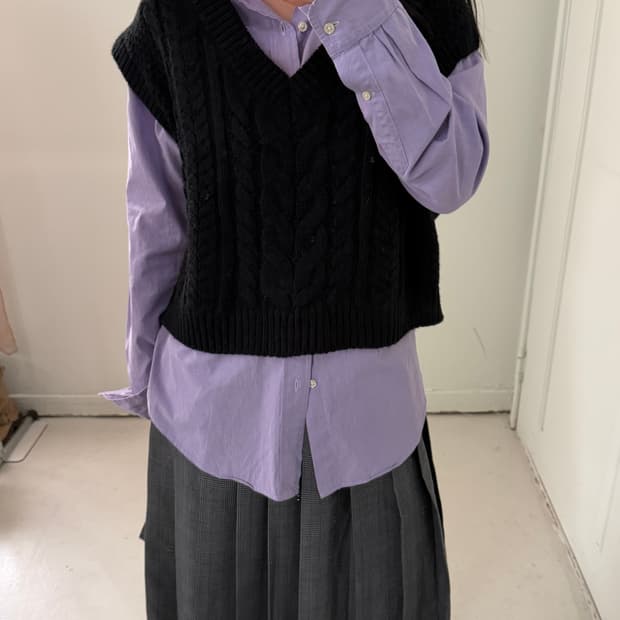 일본빈티지 블랙 니트 베스트