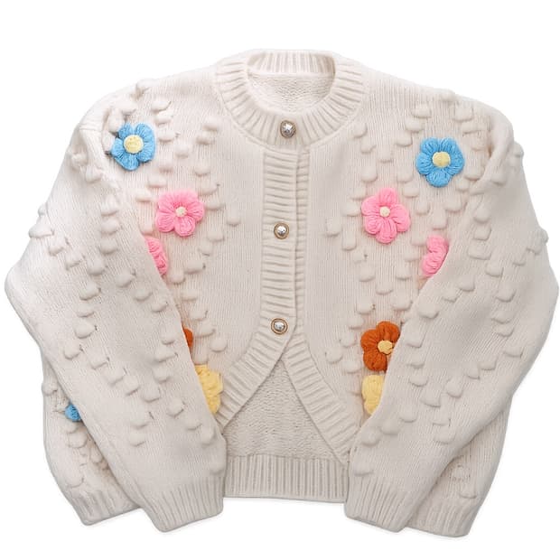 빈티지 플라워 니트 가디건
