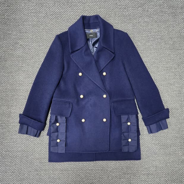 한섬 오즈세컨 O'2nd 네이비 하프코트 모90%캐시미어10%코트