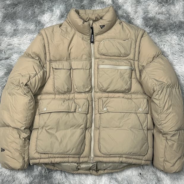 뉴에라 베이지 푸퍼 패딩점퍼 XL