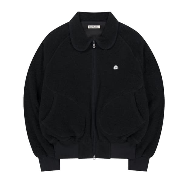 코이세이오 라운드 칼라 플리스 재킷 블랙